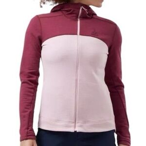 Odlo Ascent Performance Wool Color Block Zip Hooded Full Zip Sweater Jacket‎ XS